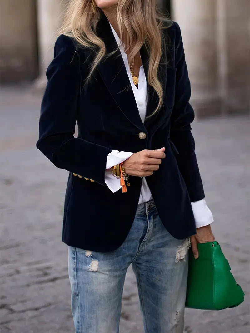 Women's single-button notch-lapel blazer - front