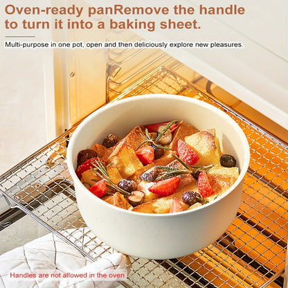 17-Piece Ceramic Pan Set – Non-Stick Cookware with Removable Handles & Deep Pan