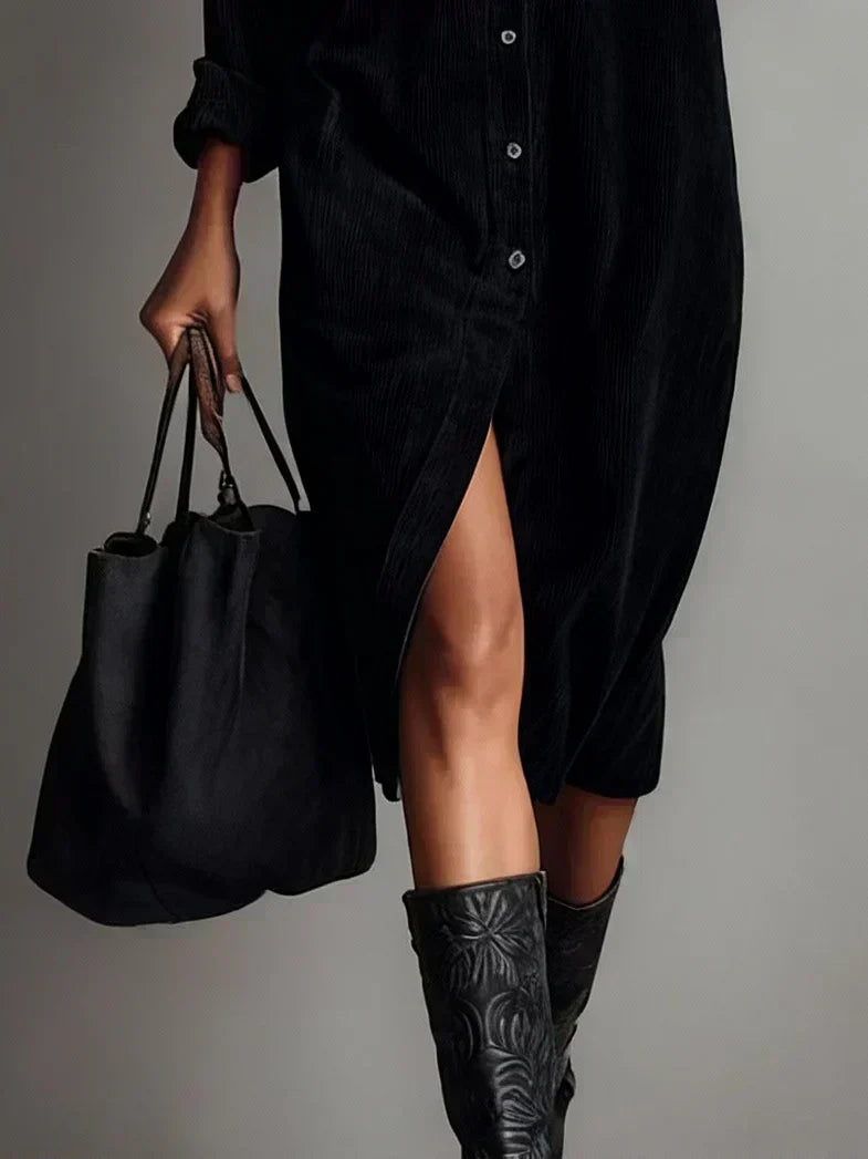 Women's long-sleeve flared dress - back