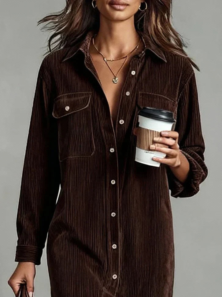 Women's brown flared hem dress