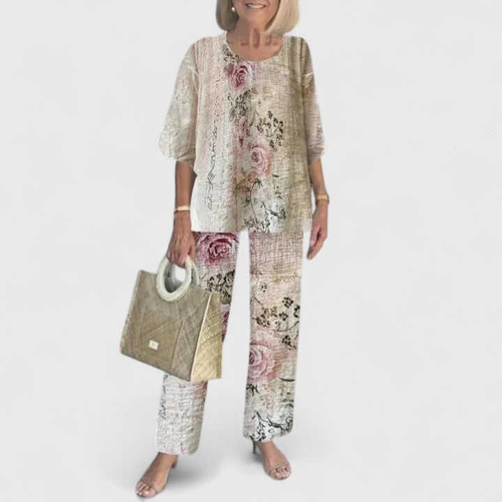 Women's two-piece co-ord set with matching top and trousers