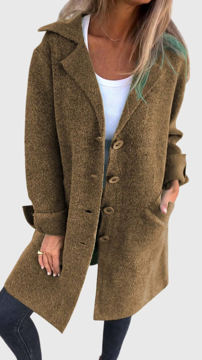 Women's Button Blazer – Tailored Elegant Wool-Blend Blazer