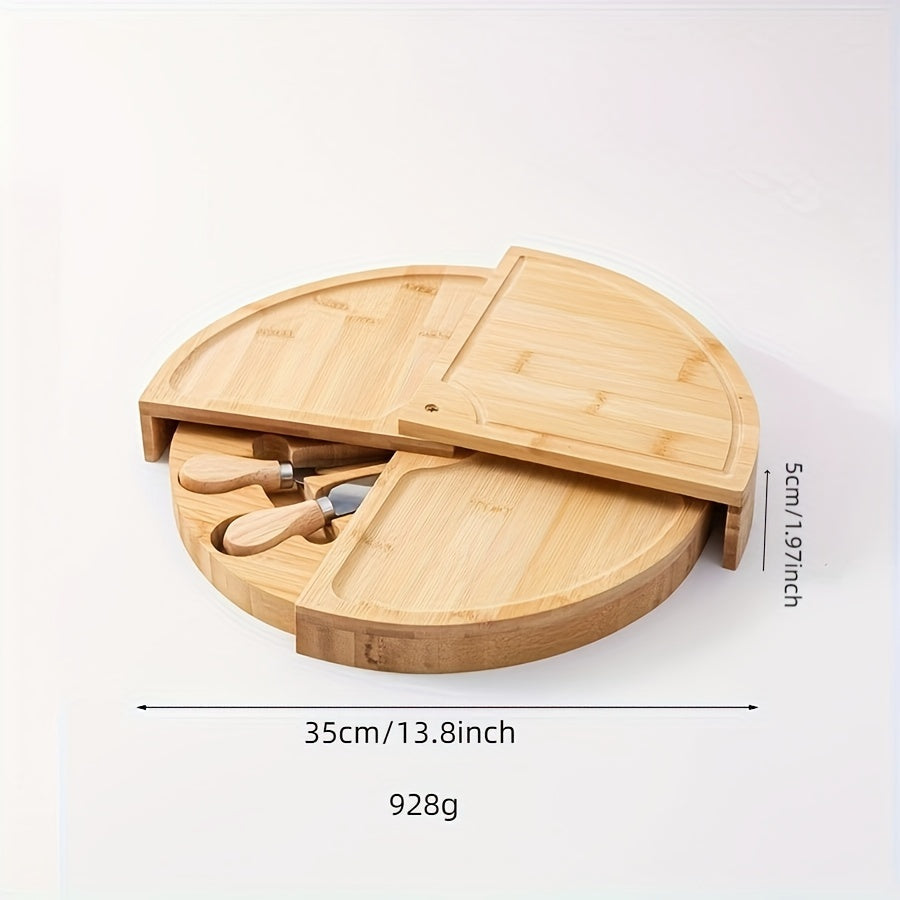 Bamboo cheese and snack board set with knives
