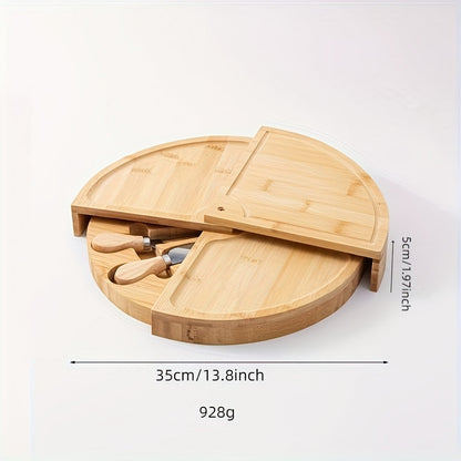 Bamboo cheese and snack board set with knives