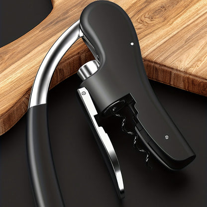 Ergonomic lever corkscrew wine bottle opener