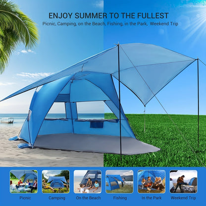 Pop-Up Beach Tent – UV Sun Shelter for 4-6 with Canopy