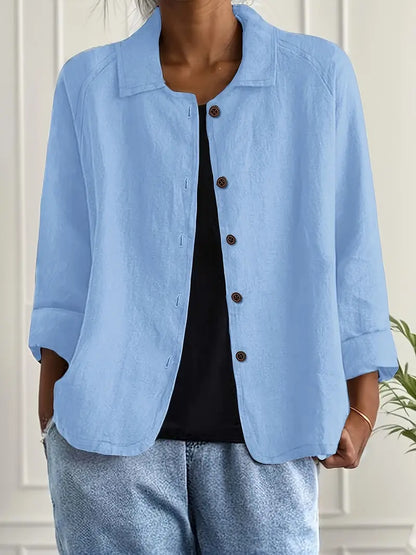 Women's light blue casual button-front lightweight jacket
