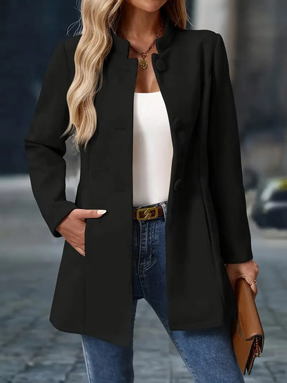 Women's Winter Coat – Classic Button-Front Longline Coat
