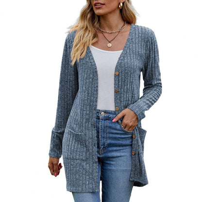 Women's blue soft knit everyday cardigan