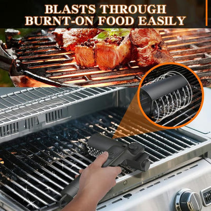 Electric rechargeable rotating BBQ grill cleaning brush