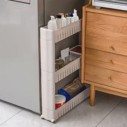 Slim 3-tier rolling storage trolley cart