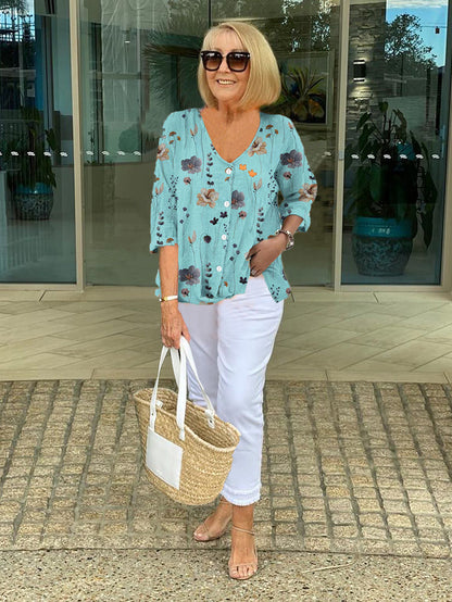 Women's floral print blouse - detail