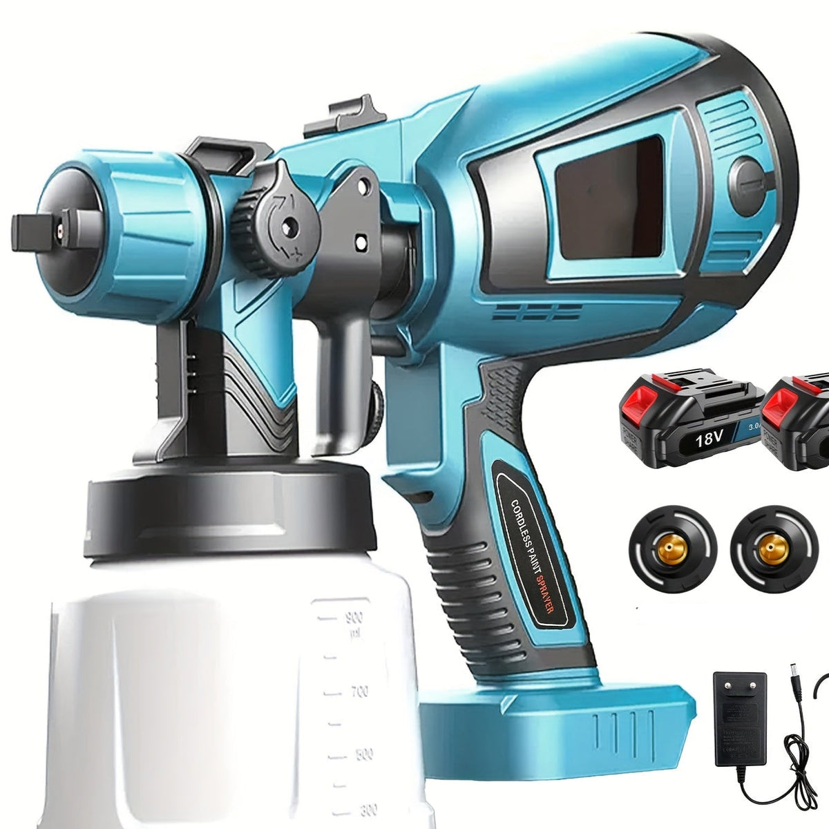 Cordless Paint Sprayer – 2 Batteries, 1000ml Detachable Tank