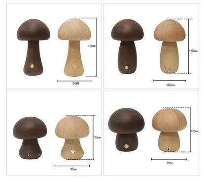 Wooden mushroom LED touch table lamp
