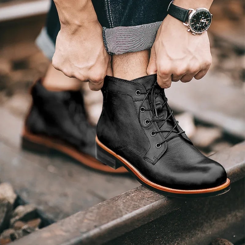 Men's warm winter boots - front