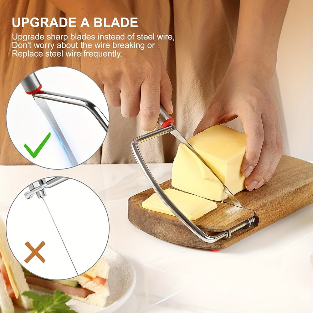 Acacia wood cheese knife set with stainless steel blades