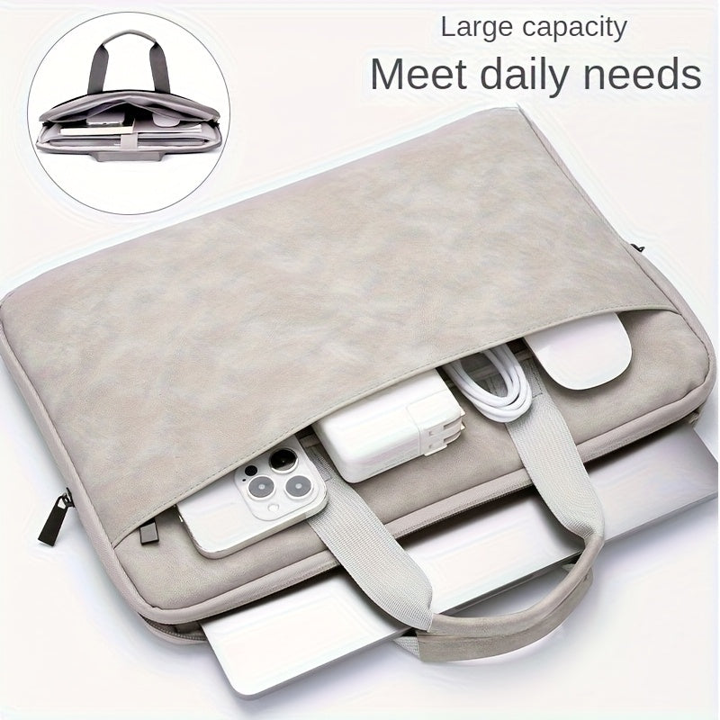 Laptop Bag – Marble-Texture Faux-Leather Sleeve