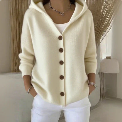 Women's Hooded Cardigan – Button-Front Knit Cardigan