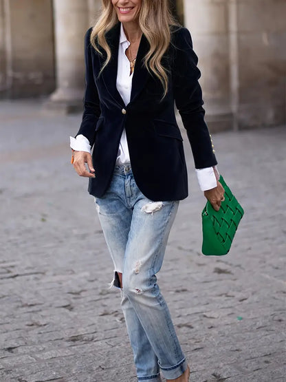 Women's cuff-detail tailored blazer