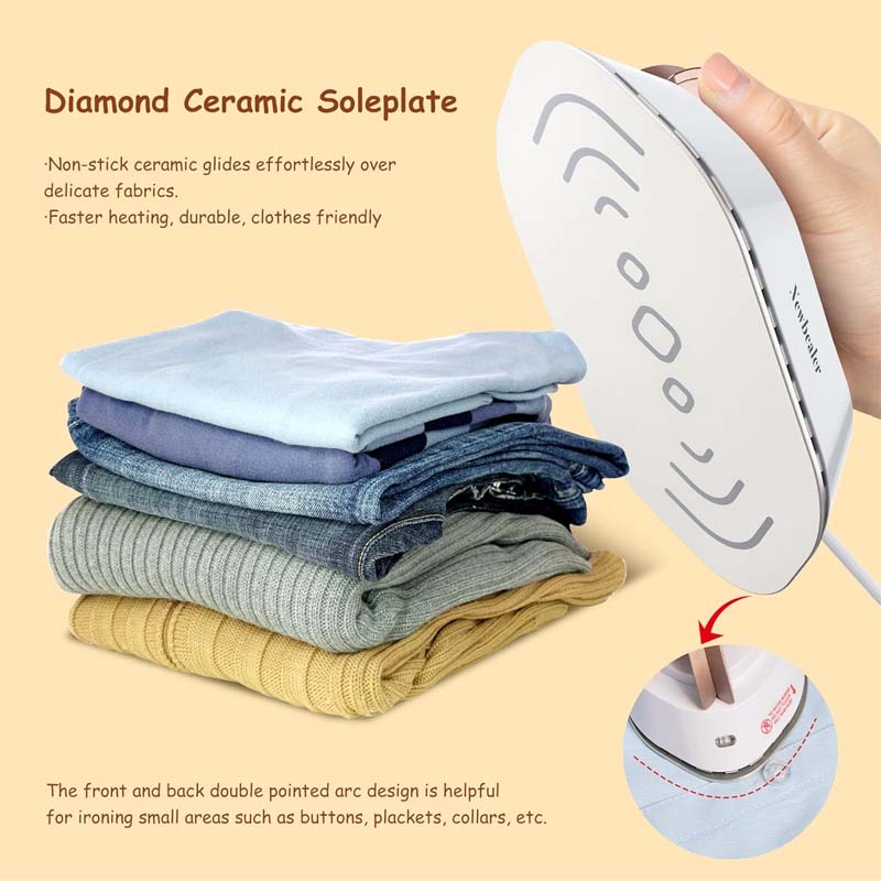 Mini dual-voltage travel iron with ceramic soleplate