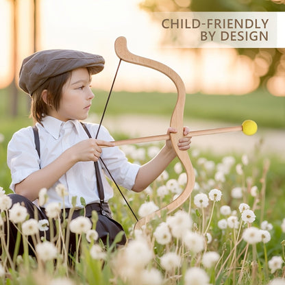 Junior wooden bow and arrow archery set with soft tips