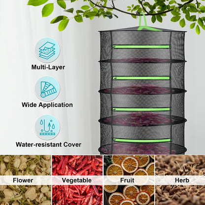Hanging Herb & Food Drying Rack – Foldable Multi-Tier Net