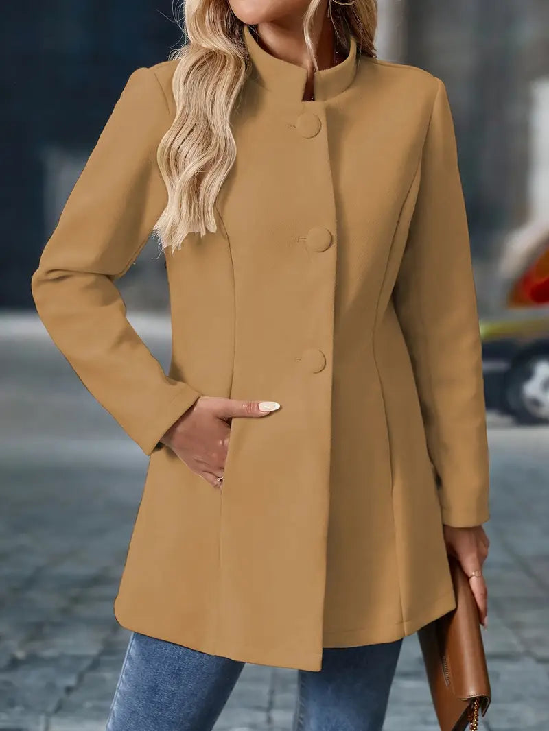Women's Winter Coat – Classic Button-Front Longline Coat