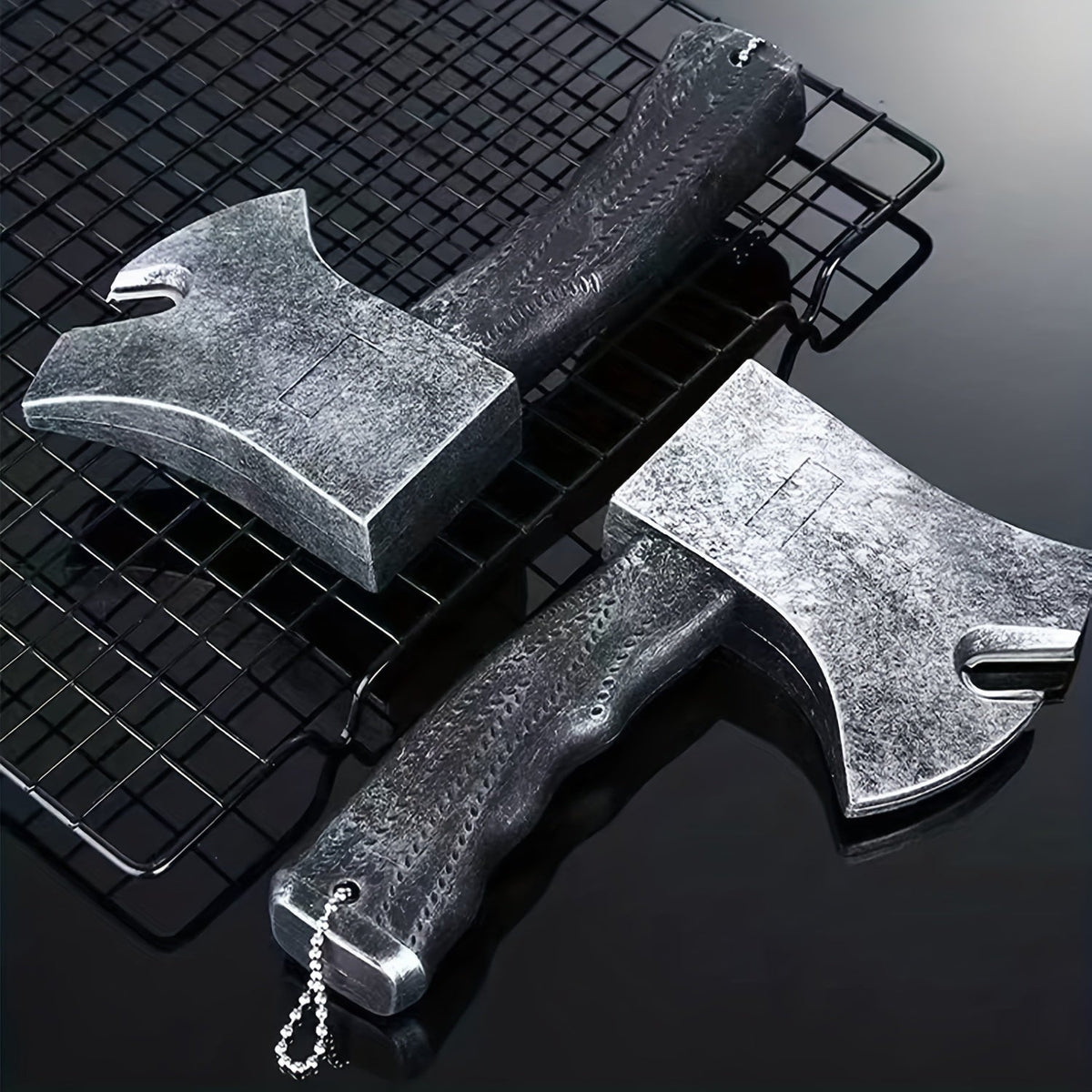 Novelty axe-shaped bottle opener with textured grip