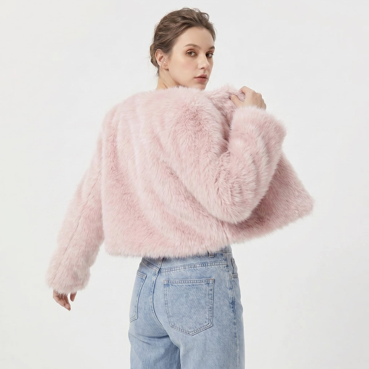Women's Faux Fur Cardigan – Short Fluffy Cosy Jacket