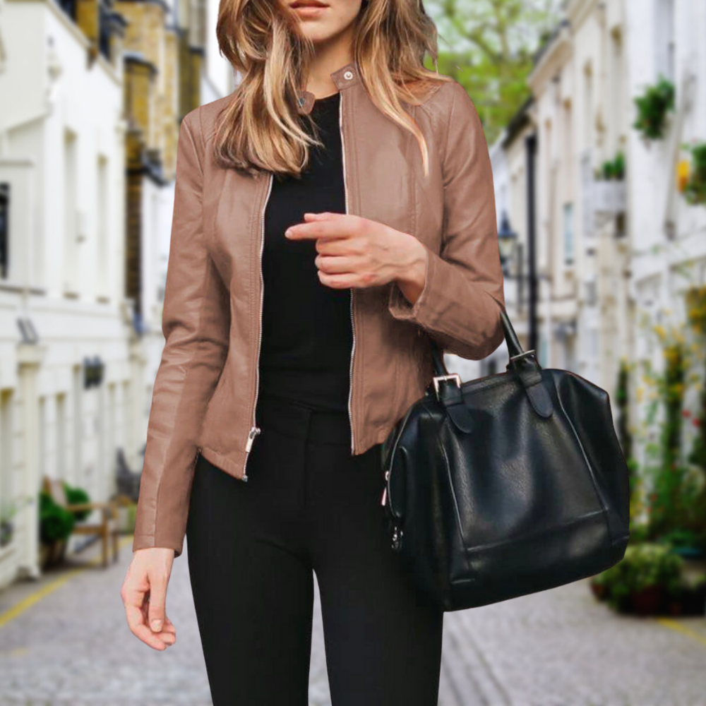 Women's Biker Jacket – Stylish Zip-Front Moto Jacket