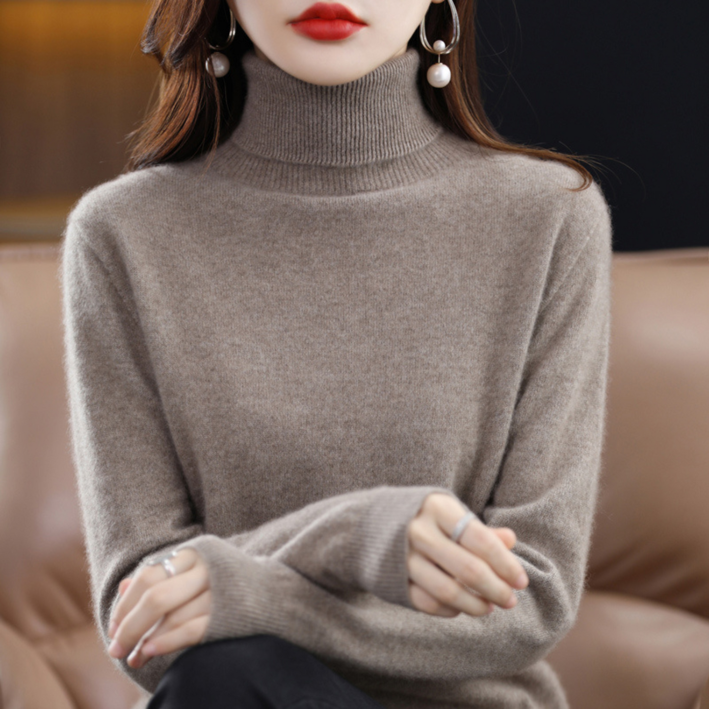 Cashmere Roll-Neck Sweater Soft Premium Knit
