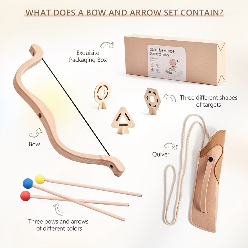 Junior wooden bow and arrow archery set with soft tips