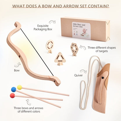Junior wooden bow and arrow archery set with soft tips
