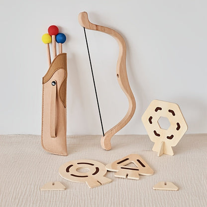 Junior wooden bow and arrow archery set with soft tips