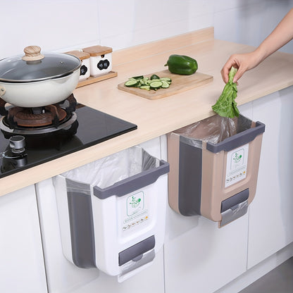 Foldable wall-mounted collapsible kitchen waste bin