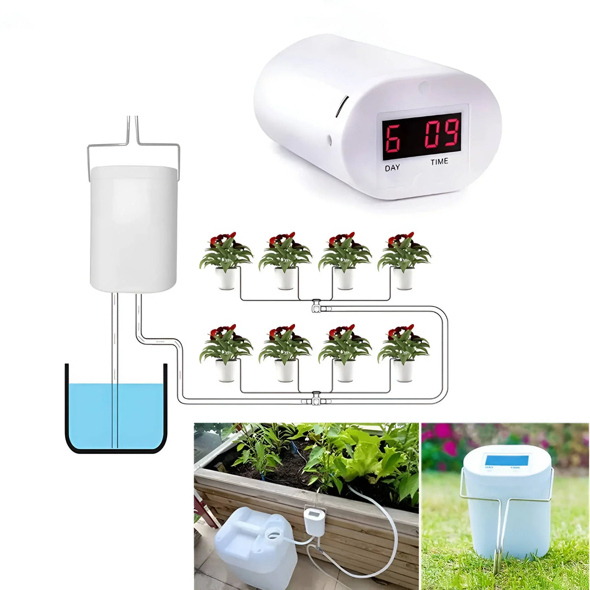 Automatic Plant Watering System – Timer Pump for 2–8 Pots