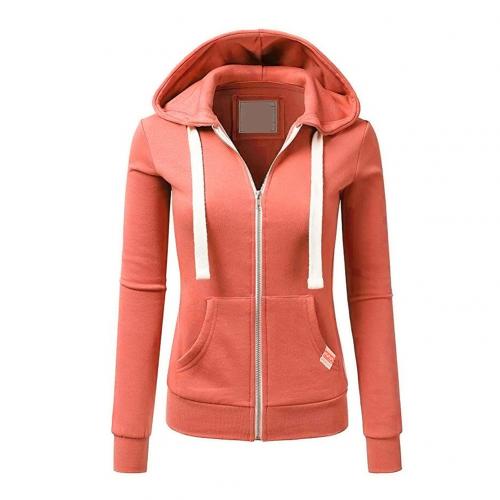 Women's slim-fit zip-up hoodie with drawstring hood