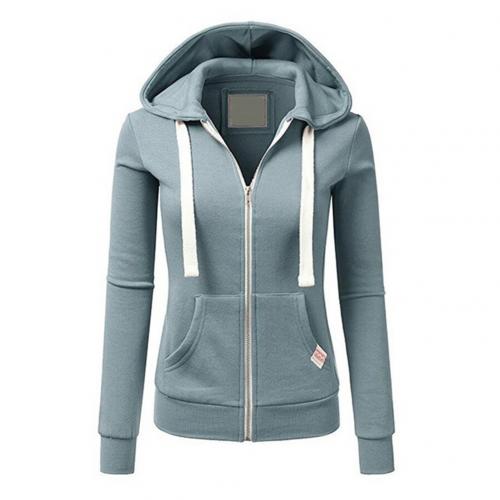 Women's slim-fit zip-up hoodie with drawstring hood