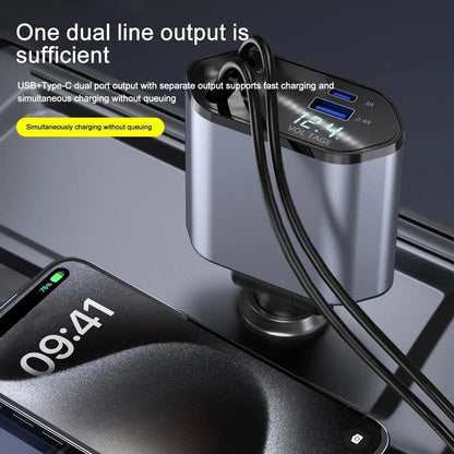 Car Charger – Foldable 120W USB-C & USB-A Fast Charger