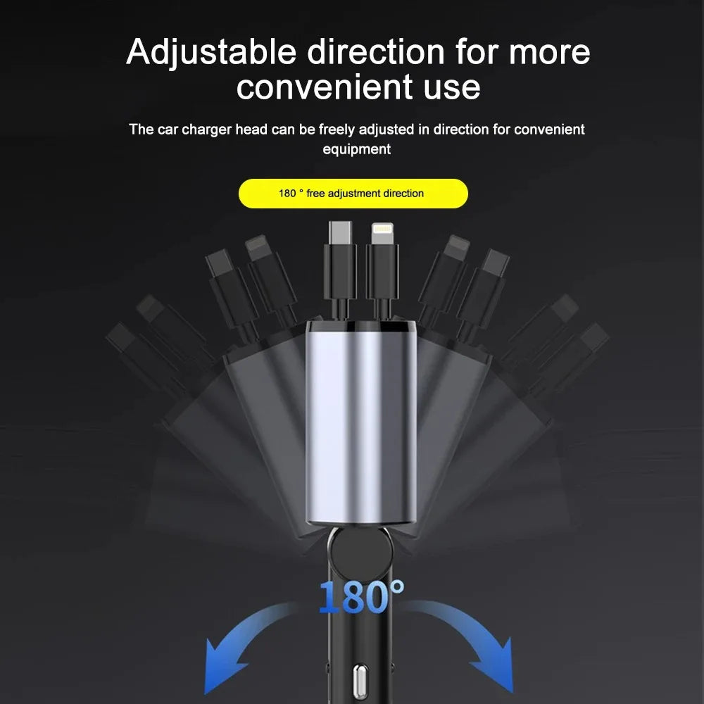 Car Charger – Foldable 120W USB-C & USB-A Fast Charger