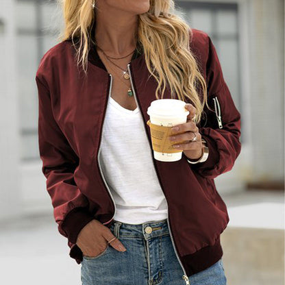 Women's Bomber Jacket – Classic Zip-Front Casual Jacket
