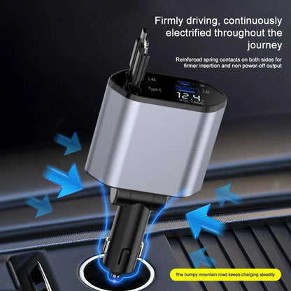 Car Charger – Foldable 120W USB-C & USB-A Fast Charger