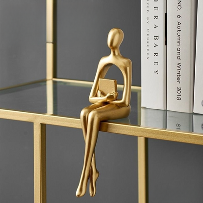 Gold Abstract Bookshelf Figurines – Modern Decorative Sculptures