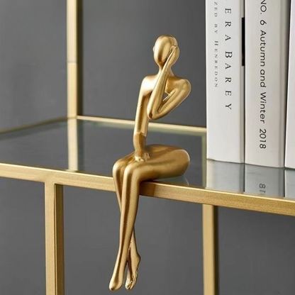 Gold Abstract Bookshelf Figurines – Modern Decorative Sculptures