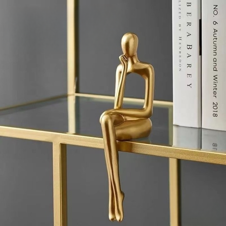 Gold Abstract Bookshelf Figurines – Modern Decorative Sculptures
