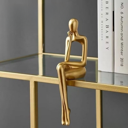 Gold Abstract Bookshelf Figurines – Modern Decorative Sculptures