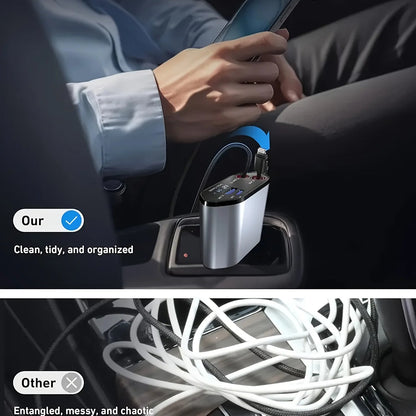 Car Charger – Foldable 120W USB-C & USB-A Fast Charger