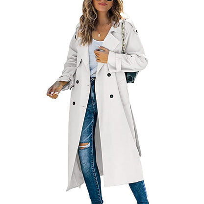 Women's Long Trench Coat – Classic Belted Spring Coat