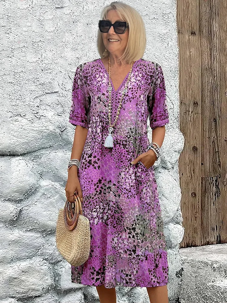Women's colourful printed midi dress