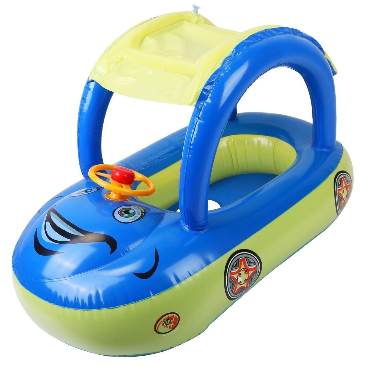 Inflatable kids boat pool float with sunshade